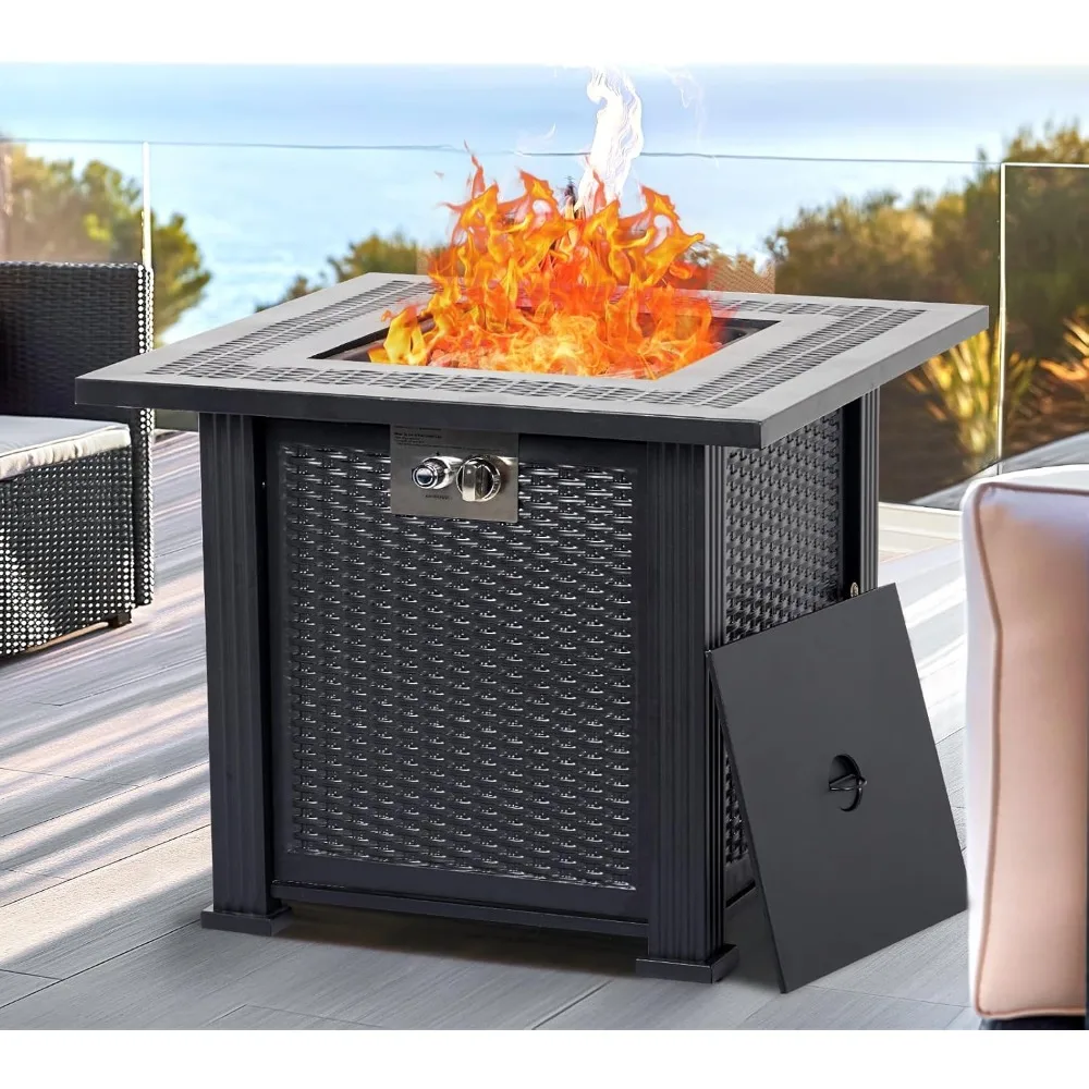 28 Inch Gas Fire Pit Outdoor Firepit Table, 50000BTU Rectangle Propane Fire Table with Cover & Lava Rock for Garden Backyard.
28 Inch Gas Fire Pit Outdoor Firepit Table, 50000BTU Rectangle Propane Fire Table with Cover & Lava Rock for Garden Backyard.