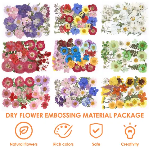 Dried Flowers Diy Pressed Flowers Stickers 104/96/94Pcs Real Natural Pressing Floral Leaves For DIY Making Art Decoration Home