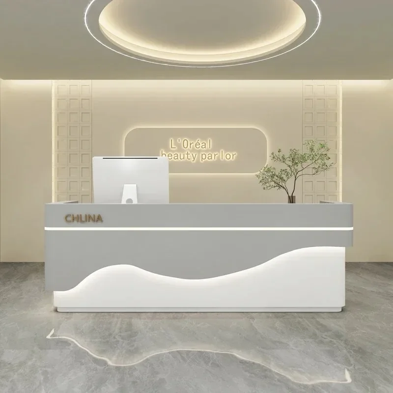 Reception Counter Desk Long Receptionist Front Salon Furniture Minimalist Beauty Center Bar Luxury Storage Modern Cashier Table
Reception Counter Desk Long Receptionist Front Salon Furniture Minimalist Beauty Center Bar Luxury Storage Modern Cashier Table