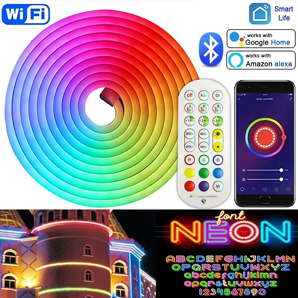 108 светодиодов/м USB RGB светодиодная неоновая лента Smart Tuya Wi-Fi Bluetooth Diy гибкая лента 5 В водонепроницаемая 1 м/2 м/3 м/5 м неоновые веревочные огни
108 светодиодов/м USB RGB светодиодная неоновая лента Smart Tuya Wi-Fi Bluetooth Diy гибкая лента 5 В водонепроницаемая 1 м/2 м/3 м/5 м неоновые веревочные огни