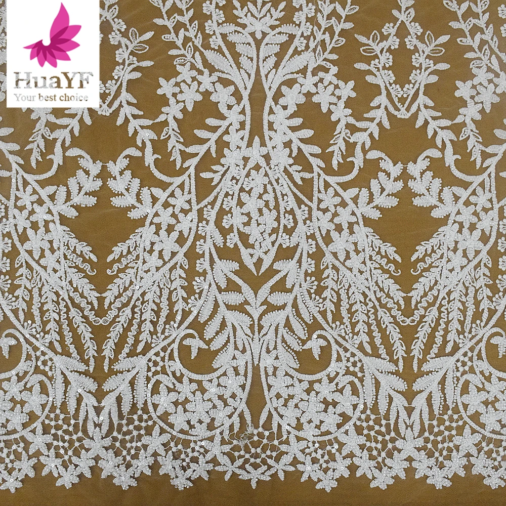 High Quality White African Bridal Beaded Sequins Embroidery Wedding Lace Dress Fabric HY2275-2
High Quality White African Bridal Beaded Sequins Embroidery Wedding Lace Dress Fabric HY2275-2