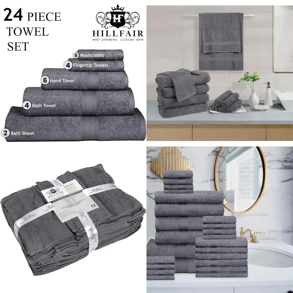 Platinum 24-Piece Cotton Towel Set: 2 XXL, 4 Bath, 6 Hand, 4 Fingertip, 8 Washcloths
Platinum 24-Piece Cotton Towel Set: 2 XXL, 4 Bath, 6 Hand, 4 Fingertip, 8 Washcloths