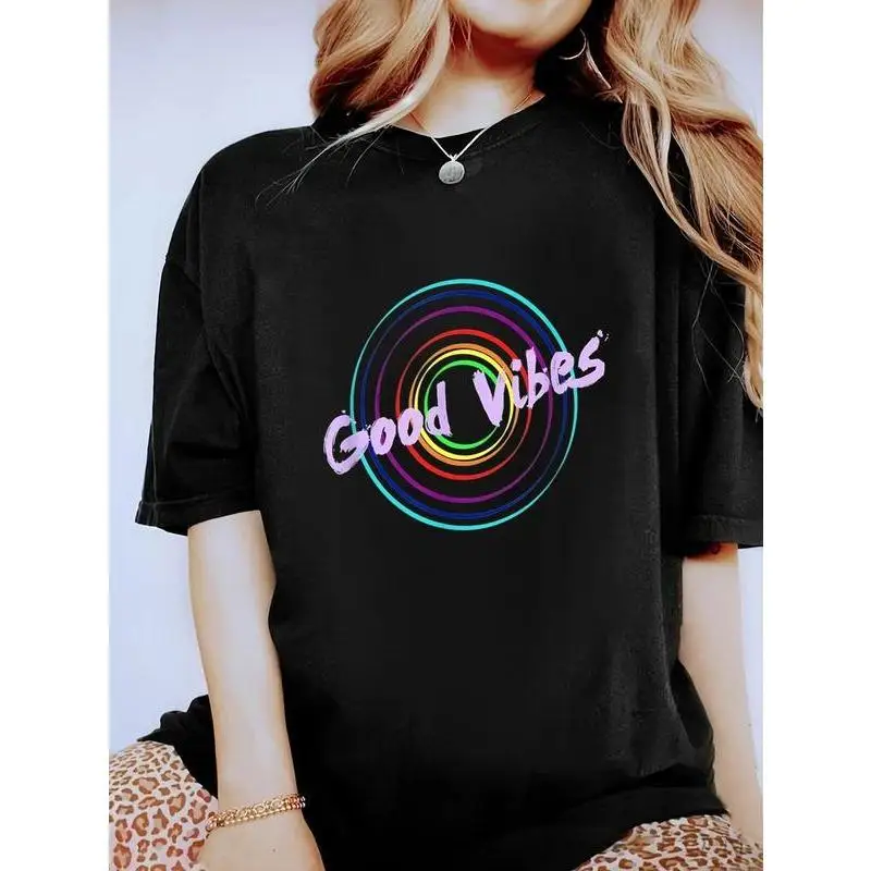Unisex Good Vibes T-shirt Retro Psychedelic Graphic Tee Positive Slogan Top Vintage Aesthetic Streetwear for Women Men
Unisex Good Vibes T-shirt Retro Psychedelic Graphic Tee Positive Slogan Top Vintage Aesthetic Streetwear for Women Men