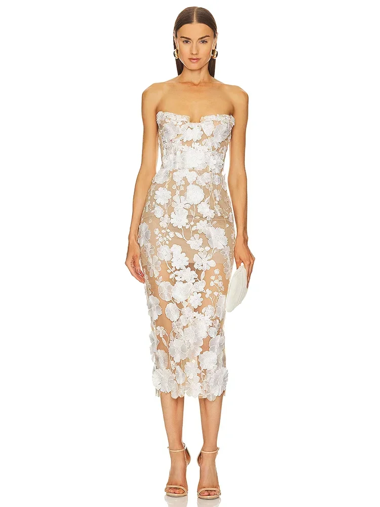 JONN Sexy Strapless Lace 3D Flower Slim Long Dress Women White Sleeveless Floral Backless Elegant Evening Party Club Dresses
JONN Sexy Strapless Lace 3D Flower Slim Long Dress Women White Sleeveless Floral Backless Elegant Evening Party Club Dresses