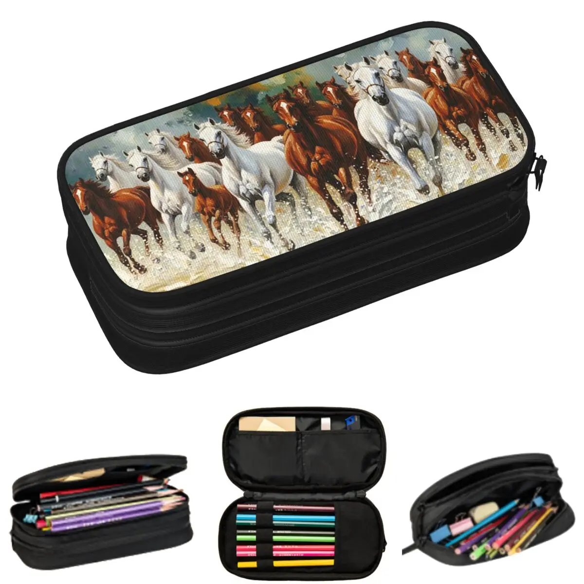 Galloping Horses And Running Horse Pencil Cases for Students School Pen Box Pencil Bag Large Storage Pencil Pouch
Galloping Horses And Running Horse Pencil Cases for Students School Pen Box Pencil Bag Large Storage Pencil Pouch