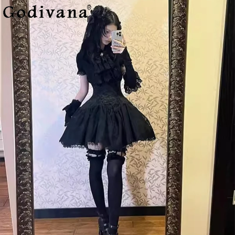 Gothic Style Shirt Black Skirt Two Pieces Set for Women Japanese Style Lolita Subculture Suit Female Daily Wear Cos Outfits
Gothic Style Shirt Black Skirt Two Pieces Set for Women Japanese Style Lolita Subculture Suit Female Daily Wear Cos Outfits