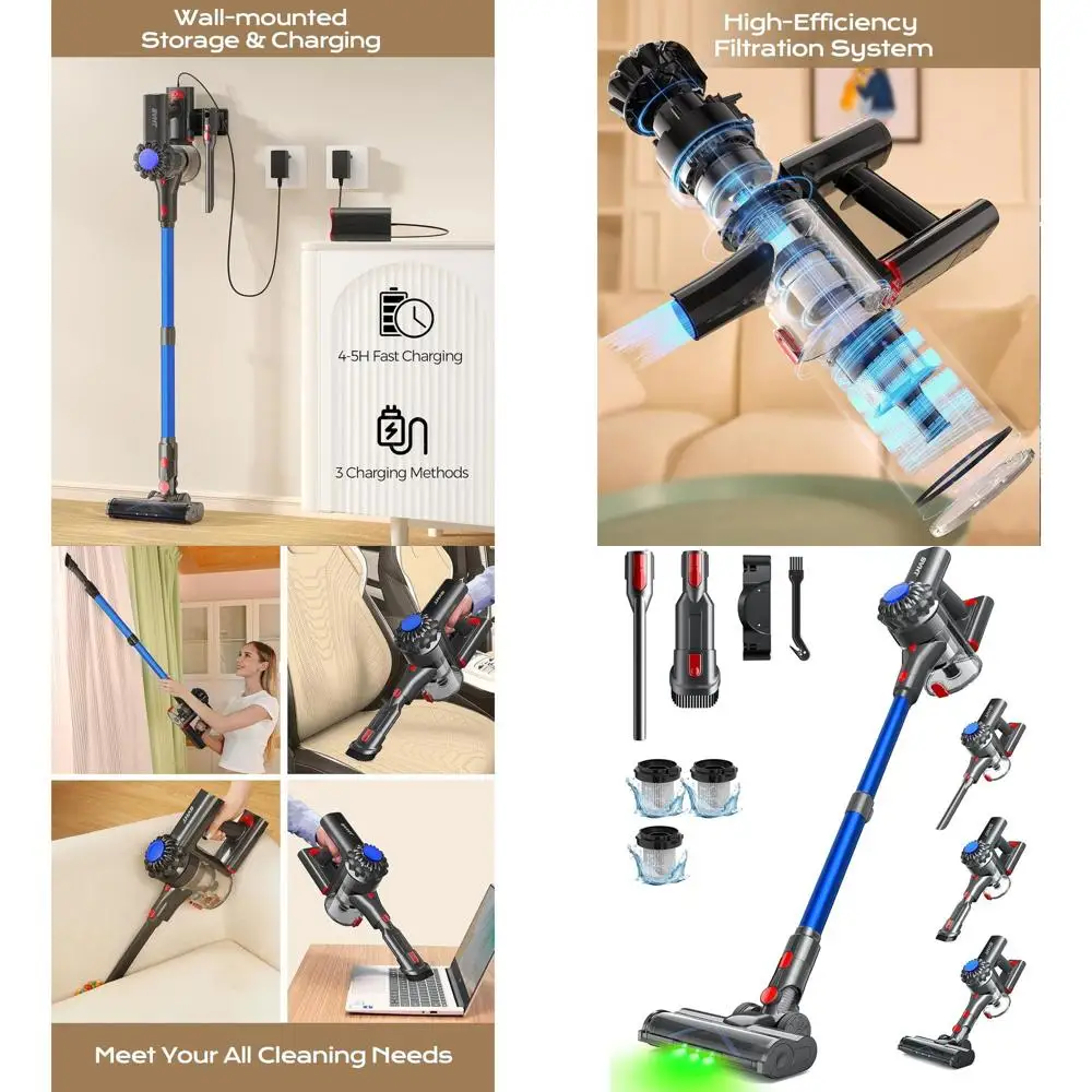 Беспроводной пылесос 450 Вт, 40 кПа, легкий вертикальный пылесос с 45-минутным временем работы и технологией Green Light для дома, идеально подходит для ковров, шерсти домашних животных, твердых полов.
Беспроводной пылесос 450 Вт, 40 кПа, легкий вертикальный пылесос с 45-минутным временем работы и технологией Green Light для дома, идеально подходит для ковров, шерсти домашних животных, твердых полов.