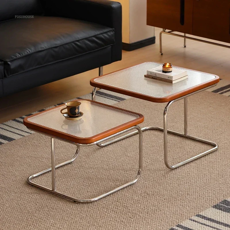 Japanese Stainless Steel Retro Coffee Table for Living Room Square Low Rattan Side Table for Small Apartment Glass Table 
Japanese Stainless Steel Retro Coffee Table for Living Room Square Low Rattan Side Table for Small Apartment Glass Table