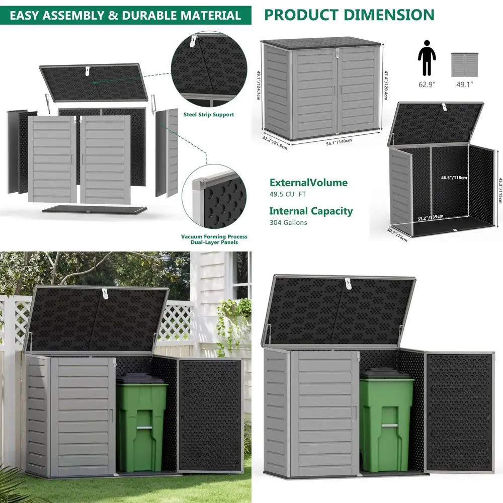 Пластиковый навес для хранения на открытом воздухе размером 4,6 x 4,1 фута с двойным замком, идеально подходит для мусорных баков и садового оборудования
Пластиковый навес для хранения на открытом воздухе размером 4,6 x 4,1 фута с двойным замком, идеально подходит для мусорных баков и садового оборудования