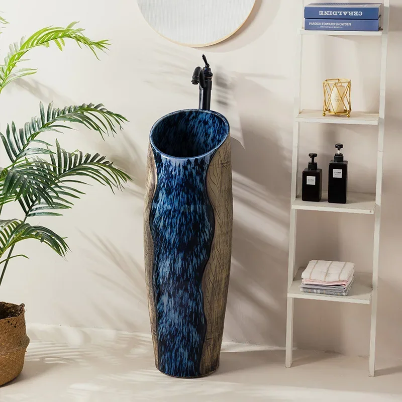 Carved small-caliber ceramic balcony wash basin one column basin floor-standing column type wash face outdoor pool courtyard
Carved small-caliber ceramic balcony wash basin one column basin floor-standing column type wash face outdoor pool courtyard
