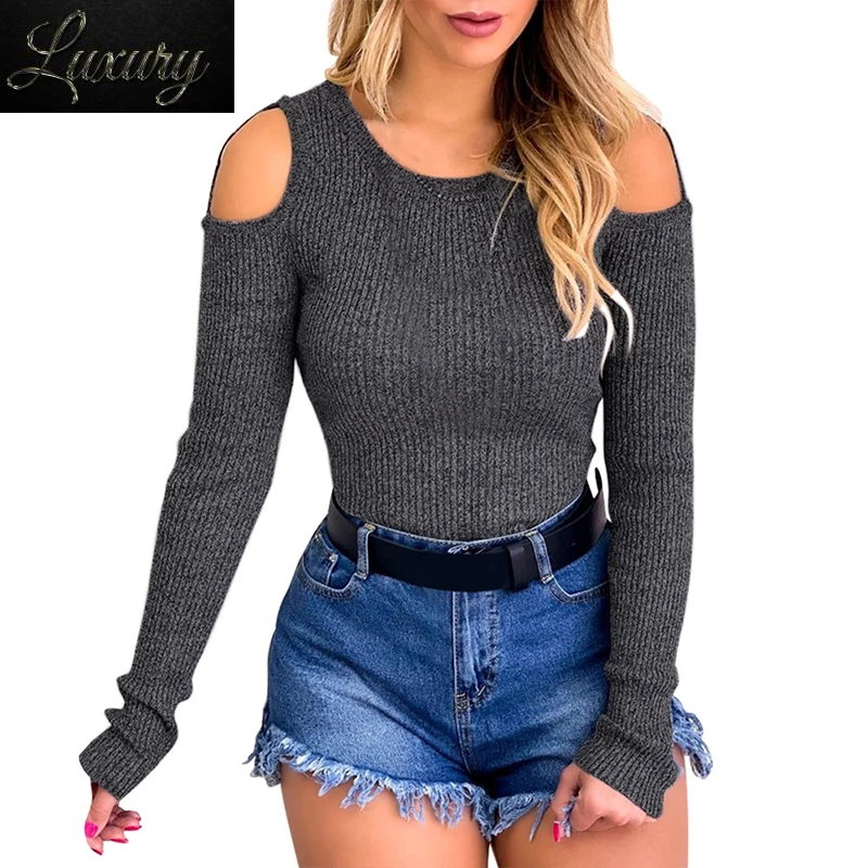 Sexy T-shirt Women Autumn Knitted Long Sleeve Top Female Clothing Fashion Off-The-Shoulder Ladies Slim Tee Streetwear
Sexy T-shirt Women Autumn Knitted Long Sleeve Top Female Clothing Fashion Off-The-Shoulder Ladies Slim Tee Streetwear