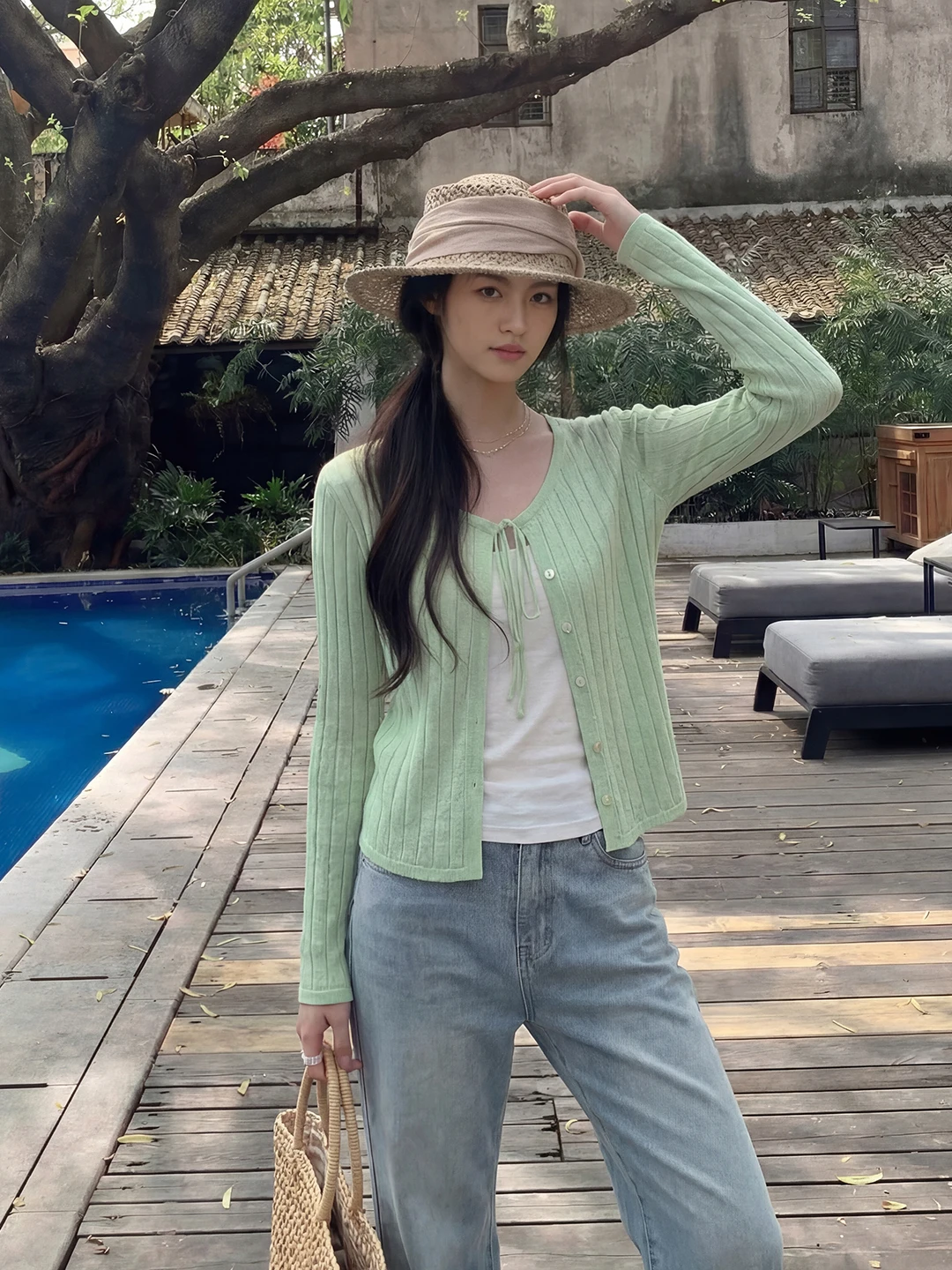 Mint Green Knitted Open Cardigan Women's Summer Sun Protection Light Outerwear Spring Early Top with Strap Soft Long Sleeve
Mint Green Knitted Open Cardigan Women's Summer Sun Protection Light Outerwear Spring Early Top with Strap Soft Long Sleeve