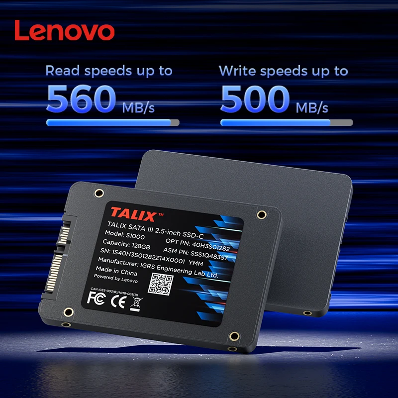 Lenovo TALIX S1000 128GB 256GB-1TB SATA III 2.5" SSD 560MB/s Read High Speed Internal Solid State Drive for Laptop Desktop PC
Lenovo TALIX S1000 128GB 256GB-1TB SATA III 2.5" SSD 560MB/s Read High Speed Internal Solid State Drive for Laptop Desktop PC