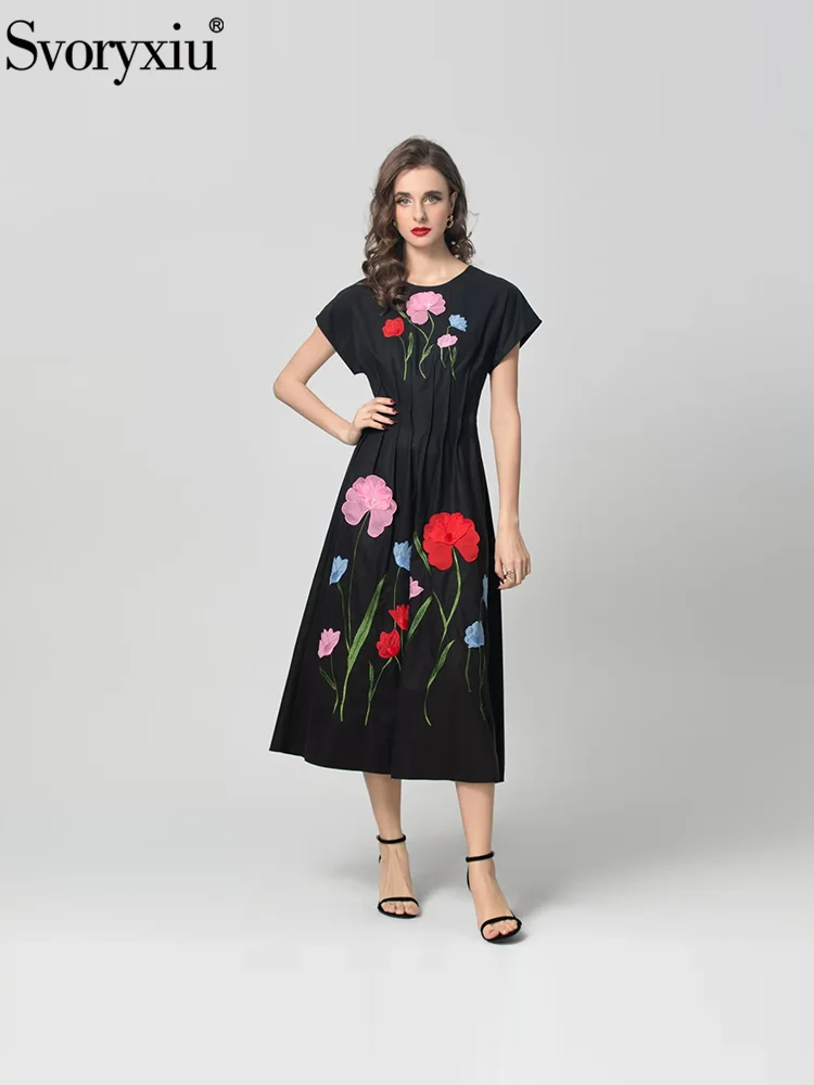Svoryxiu Fashion Runway Summer Party Elegant Floral Embroidery Midi Dress Women's O-Neck Short Sleeve High Waist A-Line Dresses
Svoryxiu Fashion Runway Summer Party Elegant Floral Embroidery Midi Dress Women's O-Neck Short Sleeve High Waist A-Line Dresses