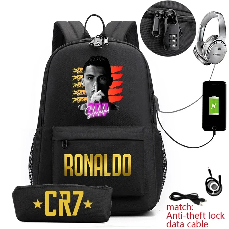 Ronaldo Print Primary And Secondary School Youth Backpack USB Travel Bag With Anti-Theft Lock MN1
Ronaldo Print Primary And Secondary School Youth Backpack USB Travel Bag With Anti-Theft Lock MN1
