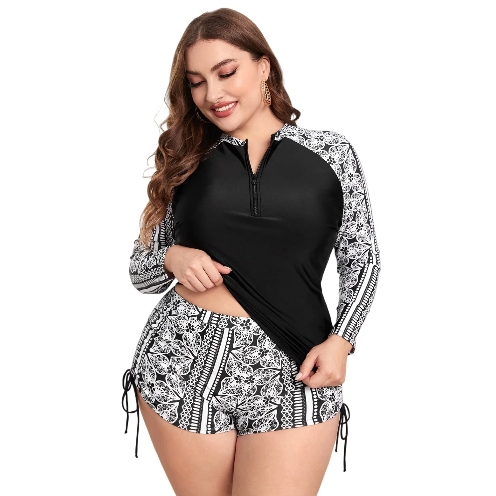 Plus Size Rash Guard Swimsuit Set - Long Sleeve Patchwork Push Up Big 2 Piece Swimwear High Waist Beach Bathing Suit
Plus Size Rash Guard Swimsuit Set - Long Sleeve Patchwork Push Up Big 2 Piece Swimwear High Waist Beach Bathing Suit