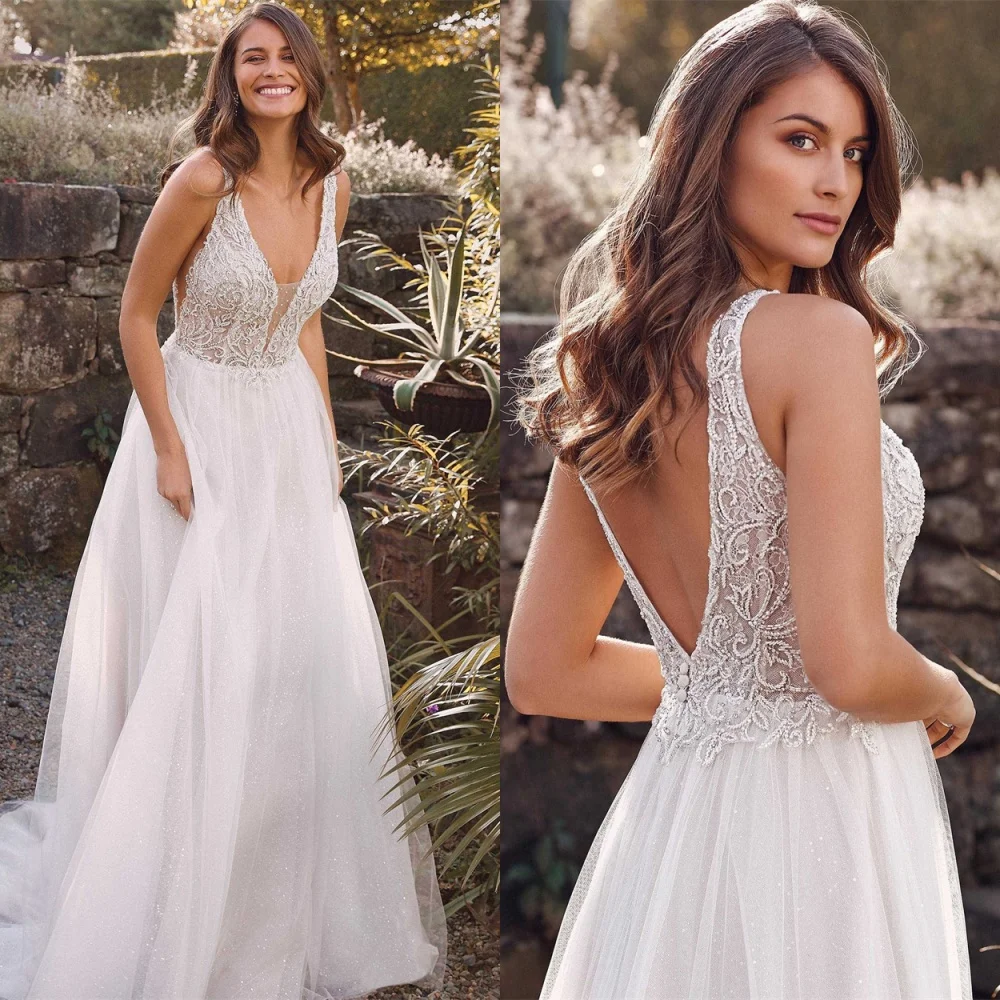 Customized Delicate White Organza Wedding Dress Elegant V-neck Spaghetti Straps Vestido De Novia Dreamy Backless Bridal Gowns
Customized Delicate White Organza Wedding Dress Elegant V-neck Spaghetti Straps Vestido De Novia Dreamy Backless Bridal Gowns