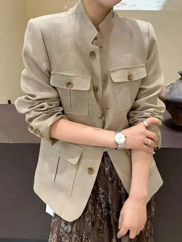 Elegant Classic Stand Collar Jacket Women's Fashion Simple Workwear Coat Spring Autumn New Style Moneyed Style All-Match Loos...
Elegant Classic Stand Collar Jacket Women's Fashion Simple Workwear Coat Spring Autumn New Style Moneyed Style All-Match Loos...