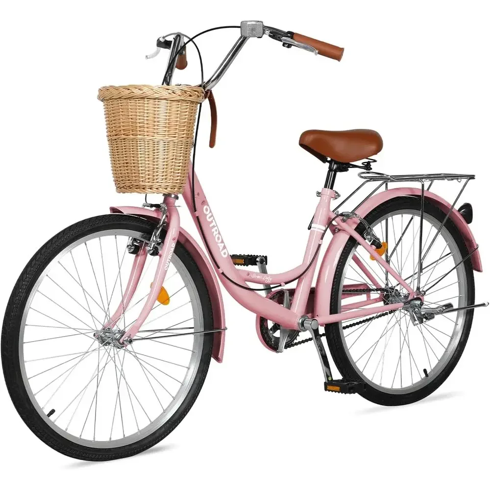 Women's Comfort Cruiser Bikes with Rattan Basket, Adjustable Seat, Dual V-Brakes - Pink, White, Green, Purple, Black
Women's Comfort Cruiser Bikes with Rattan Basket, Adjustable Seat, Dual V-Brakes - Pink, White, Green, Purple, Black