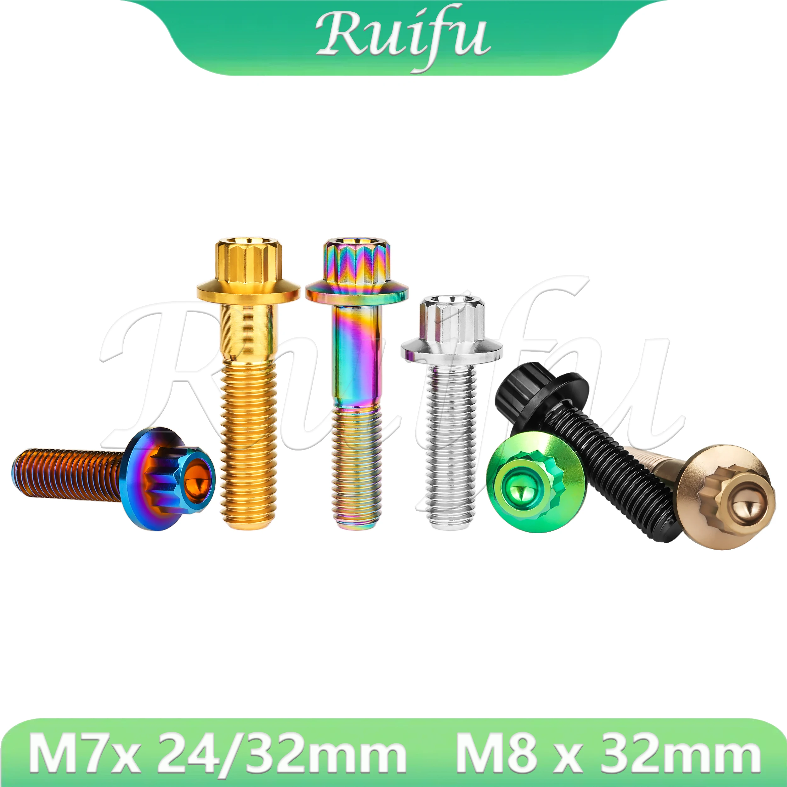 Ruifu Titanium Bolt M7/M8 x 24/32mm Grade5 Flange 12 Points 8mm spline Flange Head Tamper Proof Torx
Ruifu Titanium Bolt M7/M8 x 24/32mm Grade5 Flange 12 Points 8mm spline Flange Head Tamper Proof Torx