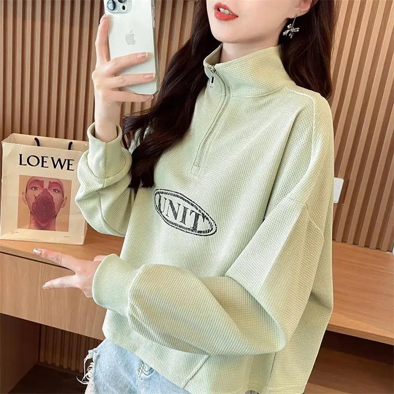 Women's Spring Autumn Zipper Lapel Pullover Loose Design Simple Commuter Wear Long-sleeved Top Ins Trendy
Women's Spring Autumn Zipper Lapel Pullover Loose Design Simple Commuter Wear Long-sleeved Top Ins Trendy