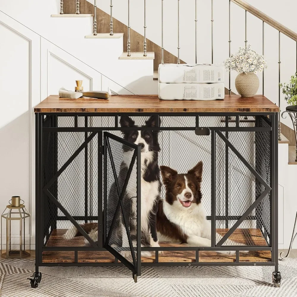 Dog Crate Furniture,48 Inch Crate for Large Medium Dogs, Wooden Dog Kennel Indoor End Table, Cage Largewith Wheels
Dog Crate Furniture,48 Inch Crate for Large Medium Dogs, Wooden Dog Kennel Indoor End Table, Cage Largewith Wheels
