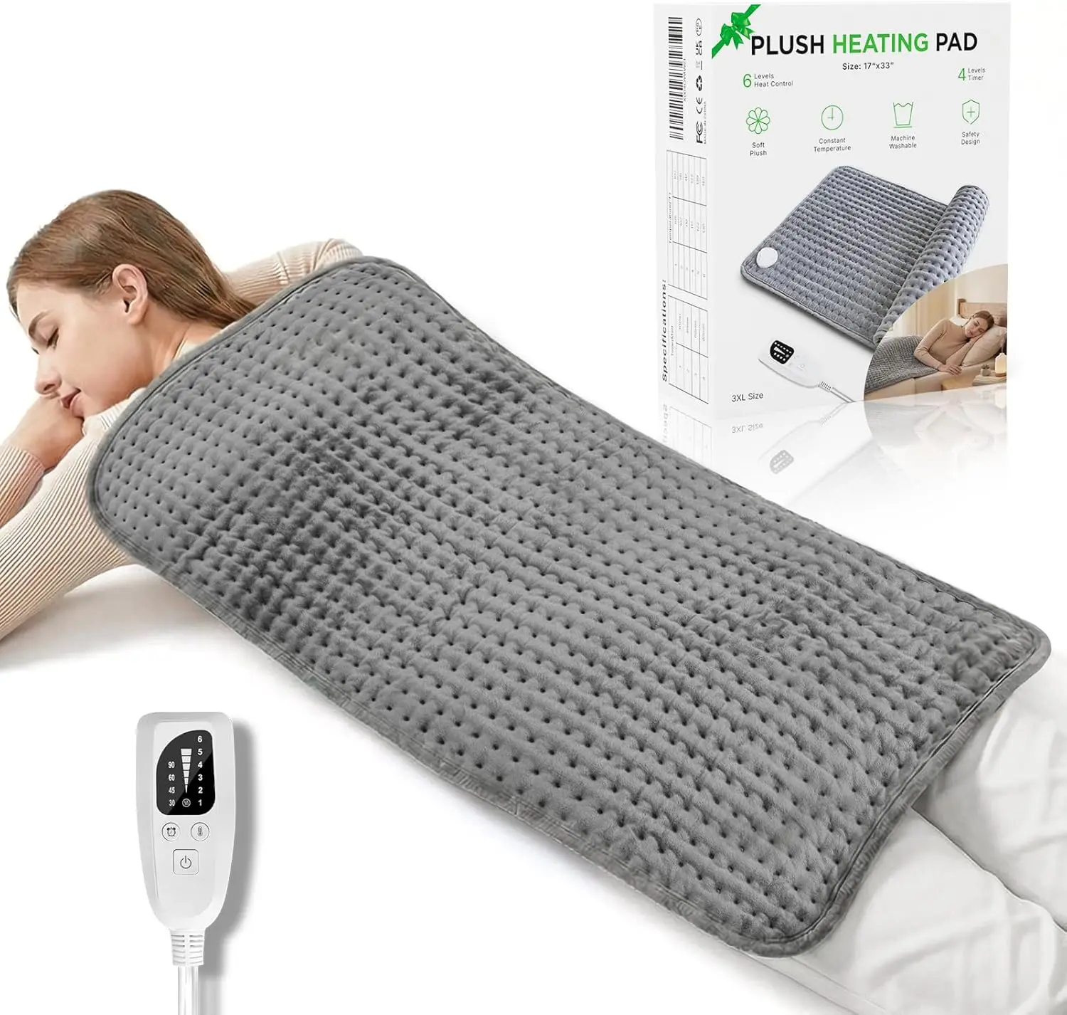 17"x33" Large Heating Pad for Back, Neck & Shoulders, 6 Heat Levels, 4 Timers, Auto Shut Off, Gift for Women Men
17"x33" Large Heating Pad for Back, Neck & Shoulders, 6 Heat Levels, 4 Timers, Auto Shut Off, Gift for Women Men