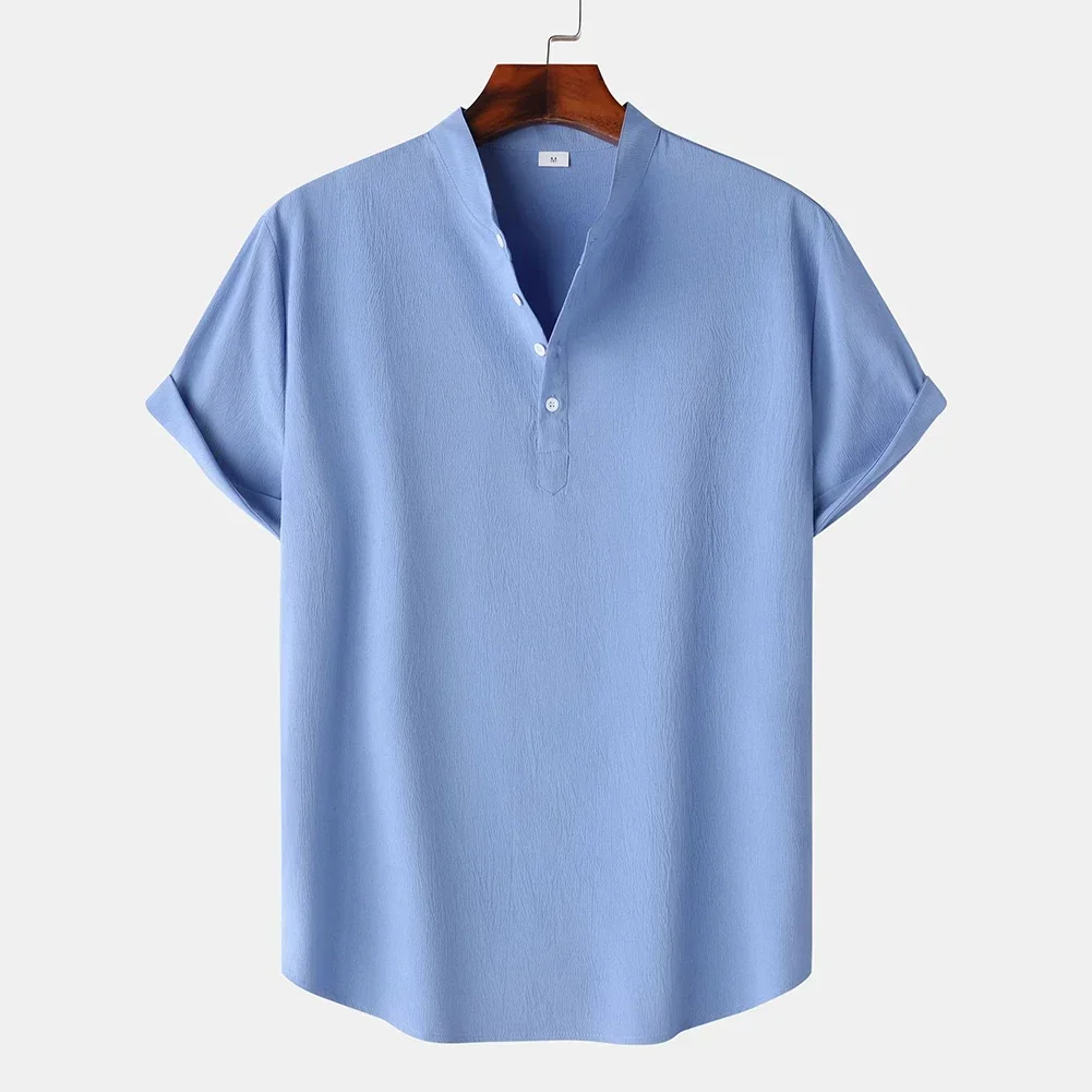 Mens Summer Casual Vintage Short Sleeve Loose Daily Shirts Street Blouse Top Solid Pullover Stand Up Collar Home Men's Shirts
Mens Summer Casual Vintage Short Sleeve Loose Daily Shirts Street Blouse Top Solid Pullover Stand Up Collar Home Men's Shirts