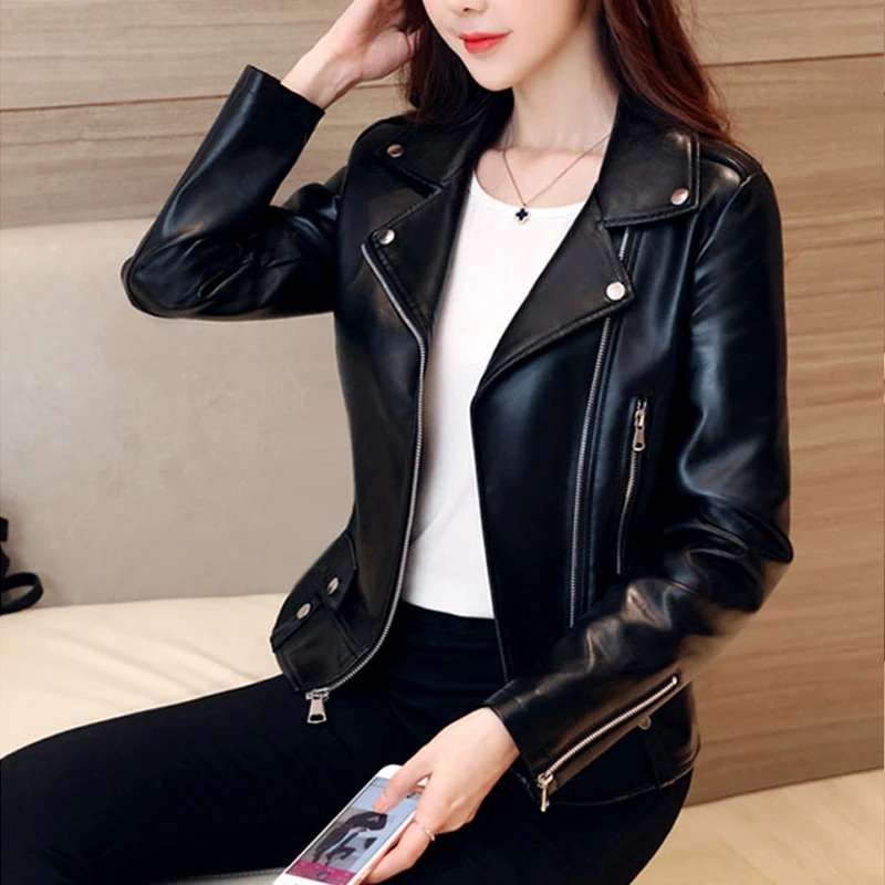 Slim Fit Black PU Leather Jacket Women's Motorcycle Style Fashion Outerwear Autumn New Arrival Elegant Tailored Collar Zipper
Slim Fit Black PU Leather Jacket Women's Motorcycle Style Fashion Outerwear Autumn New Arrival Elegant Tailored Collar Zipper