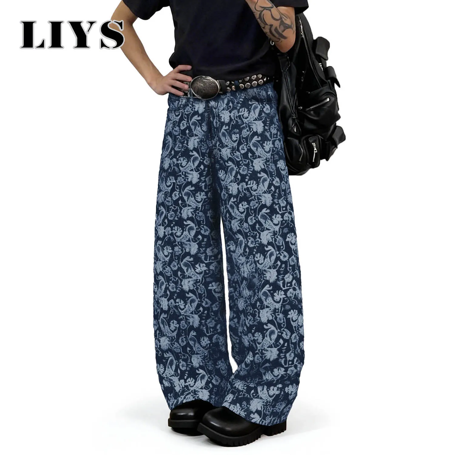 LIYS Men's Lightweight Ultra Baggy Wide Leg Jacquard Jeans Spring Summer Korean Edition Fashion Casual Denim Pants Mopping Pants
LIYS Men's Lightweight Ultra Baggy Wide Leg Jacquard Jeans Spring Summer Korean Edition Fashion Casual Denim Pants Mopping Pants