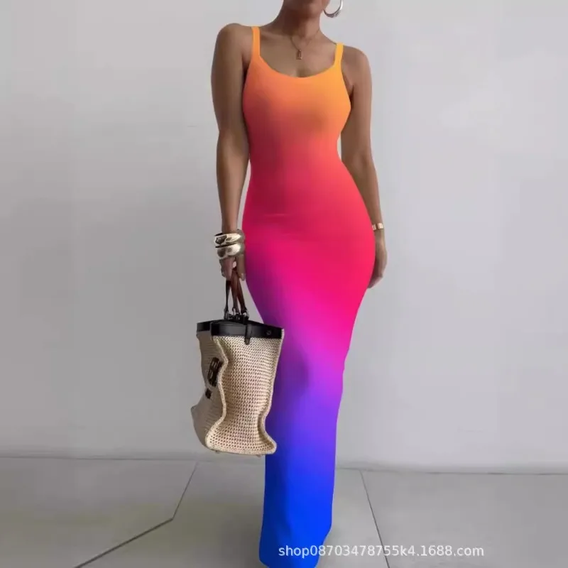 Women's dress summer new fashionable outdoor casual comfortable knitted printed suspender slim long skirt
Women's dress summer new fashionable outdoor casual comfortable knitted printed suspender slim long skirt