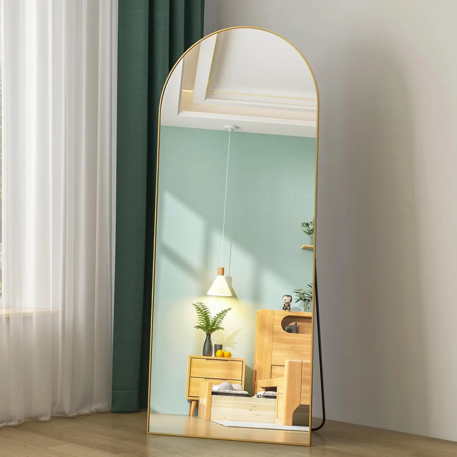 65x24 Inch Full Length Mirror with Gold Aluminum Frame, Arched Design for Bedroom Living Room Wall or Floor Standing
65x24 Inch Full Length Mirror with Gold Aluminum Frame, Arched Design for Bedroom Living Room Wall or Floor Standing