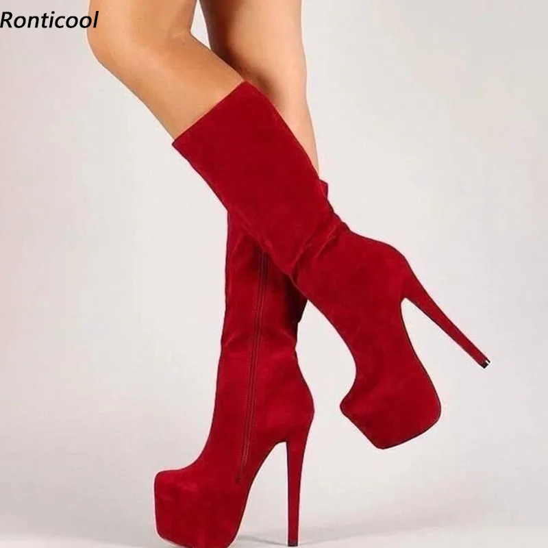 Ronticool High Quality Women Winter Platform Knee Boots Sexy Thin Heels Round Toe Red Banquet Shoes Plus US Size 5-20
Ronticool High Quality Women Winter Platform Knee Boots Sexy Thin Heels Round Toe Red Banquet Shoes Plus US Size 5-20