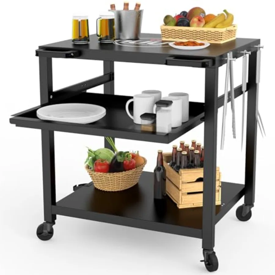 Outdoor Grill Prep Table 24"x30" Metal Grill Cart Outside 3-Layer Pizza Oven Table Movable with Universal Wheels for BBQ Backya
Outdoor Grill Prep Table 24"x30" Metal Grill Cart Outside 3-Layer Pizza Oven Table Movable with Universal Wheels for BBQ Backya