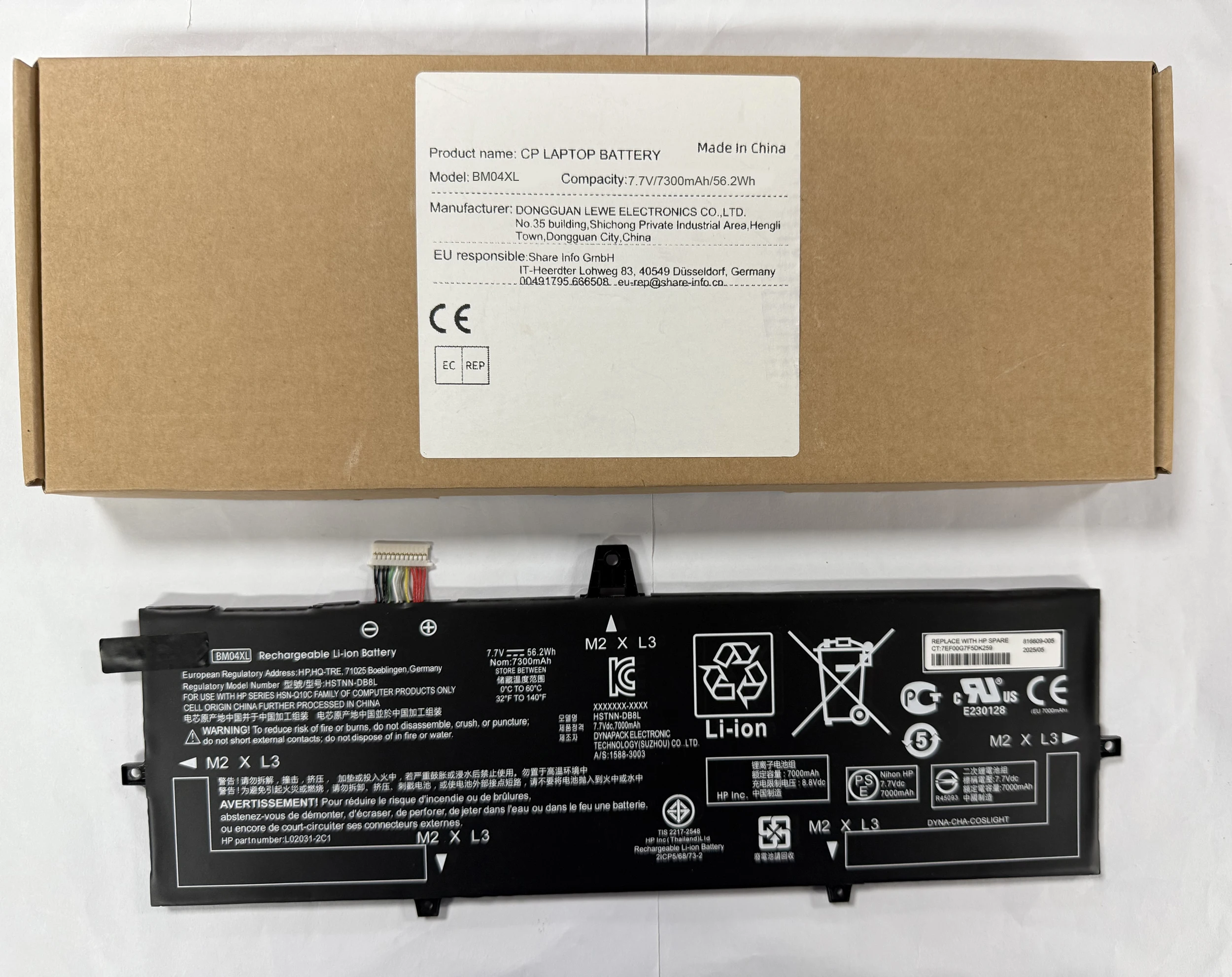 Laptop Battery BM04XL HSTNN-DB8L L02031-241 L02478-855 For EliteBook x360 1030 G3 G4 Series 7.7V/7300mAh/56.2Wh
Laptop Battery BM04XL HSTNN-DB8L L02031-241 L02478-855 For EliteBook x360 1030 G3 G4 Series 7.7V/7300mAh/56.2Wh