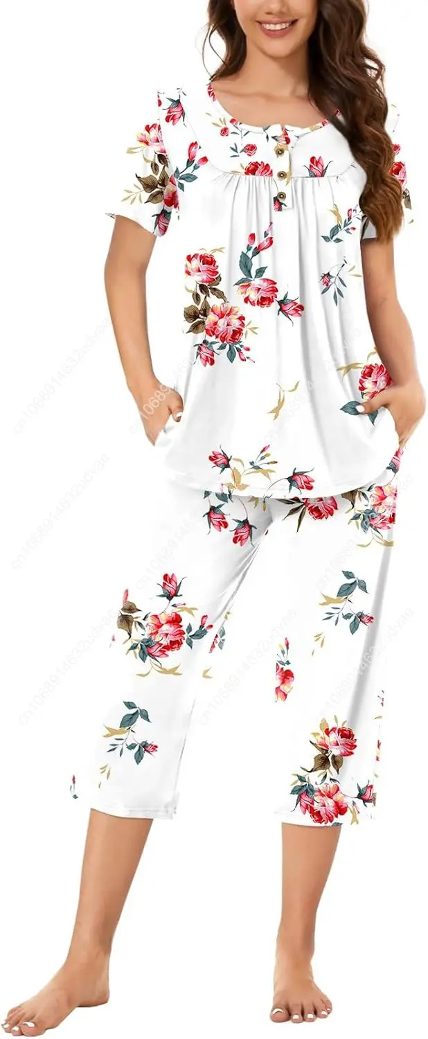 Bestbee Womens Pajama Set 2 Piece Summer Sleepwear Set Henley Neck Short Sleeve Capri Pant With Pockets Ladies Pjs
Bestbee Womens Pajama Set 2 Piece Summer Sleepwear Set Henley Neck Short Sleeve Capri Pant With Pockets Ladies Pjs