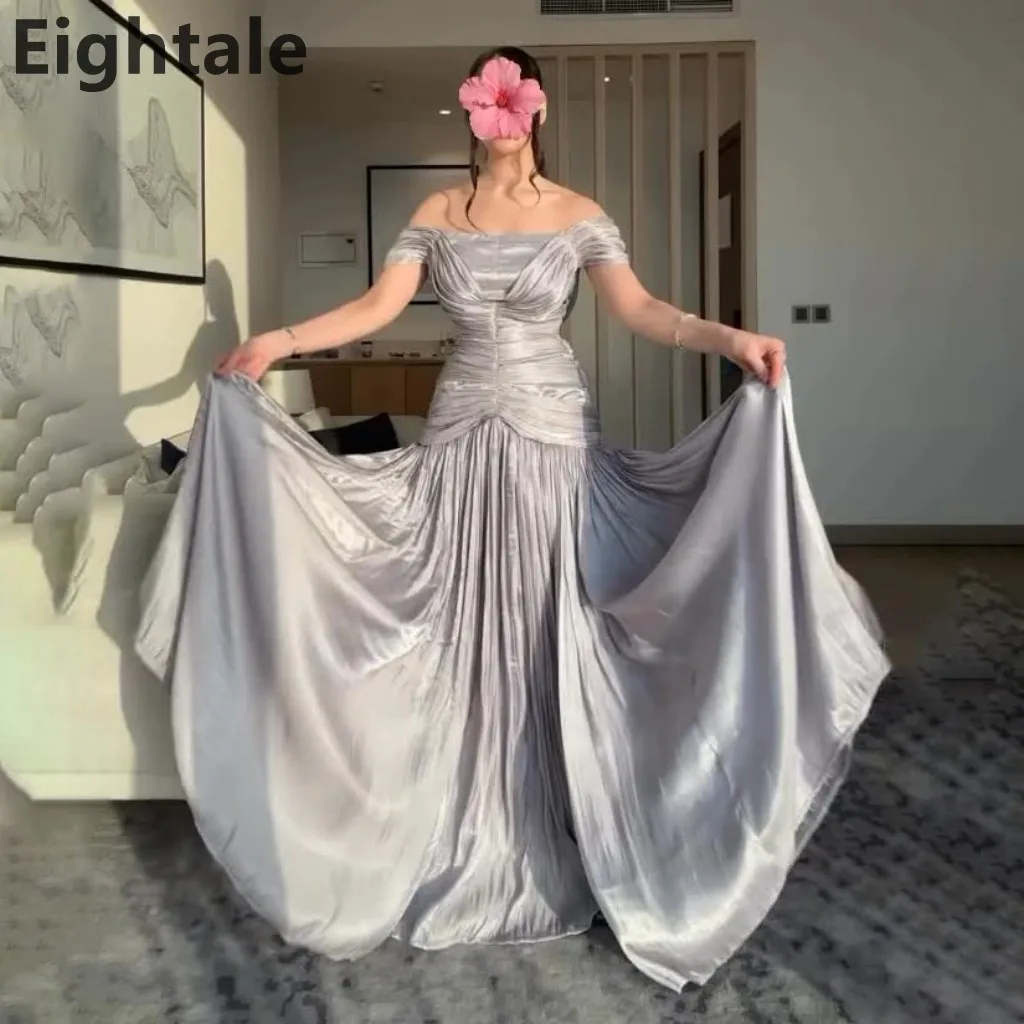 Eightale 2025 Off Shoulder Maxi Silver Mermaid Evening Dress Wedding Party Formal Prom Dress Dubai Party Gown Customized
Eightale 2025 Off Shoulder Maxi Silver Mermaid Evening Dress Wedding Party Formal Prom Dress Dubai Party Gown Customized