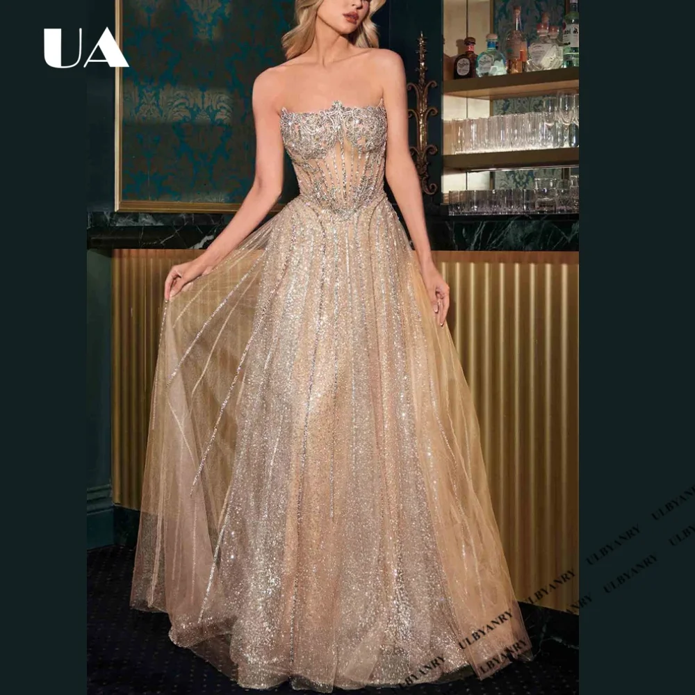 Exquisite Strapless Beading Ball Gown, Glamorous Mesh Sleeveless Prom Dress for Woman, Customized Floor-length Formal Dress
Exquisite Strapless Beading Ball Gown, Glamorous Mesh Sleeveless Prom Dress for Woman, Customized Floor-length Formal Dress