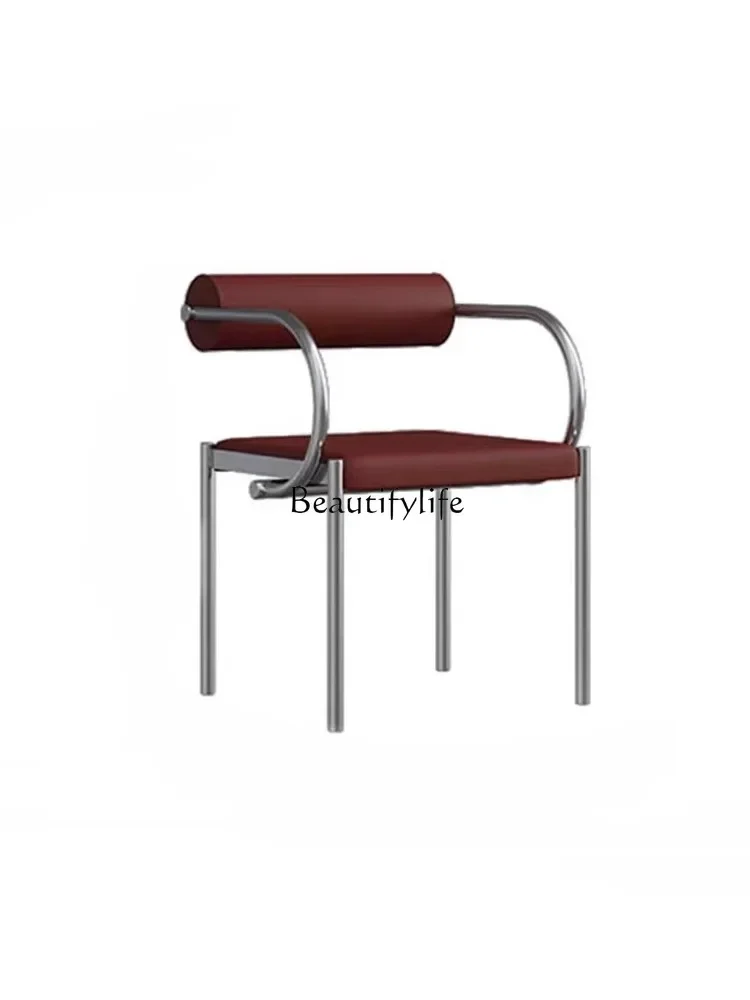 Medieval simple dining room chair designer living room stainless steel cafe back leisure chair
Medieval simple dining room chair designer living room stainless steel cafe back leisure chair
