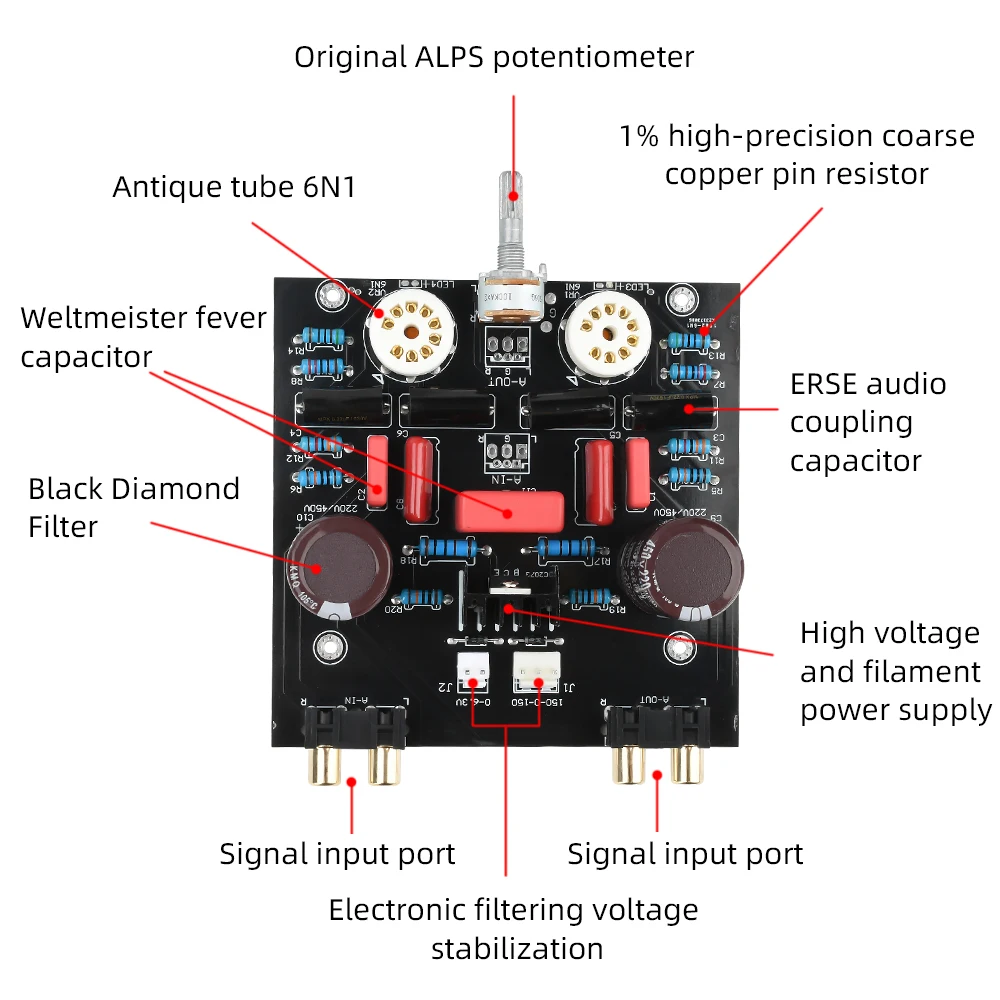 AC 220V Transformer 6N1 Pre Amplifier Module Voltage Regulator Module For Electronic Tube Electronic Component Kit 
AC 220V Transformer 6N1 Pre Amplifier Module Voltage Regulator Module For Electronic Tube Electronic Component Kit