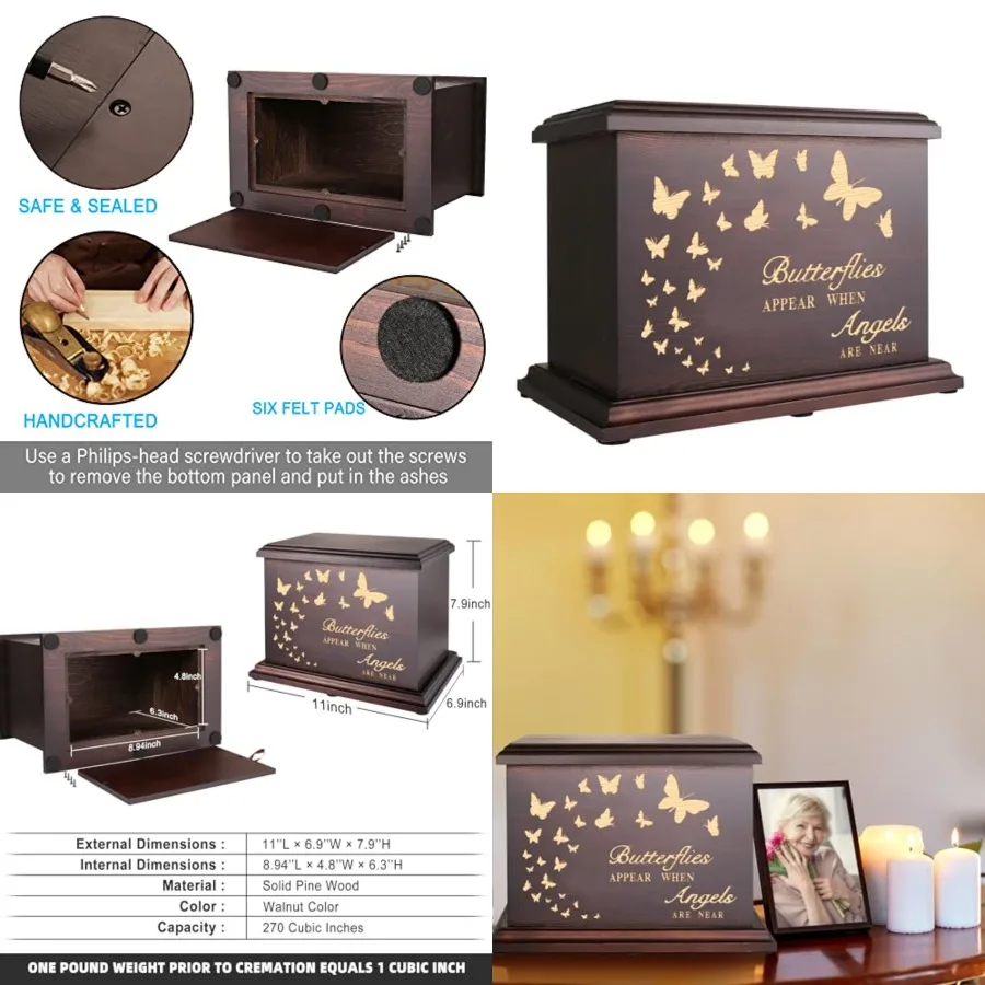 Cremation Memorial Urn for Human Ashes - Wooden Box and Casket for Adult Male Female Men Women Child - Large Burial Funeral Urn
Cremation Memorial Urn for Human Ashes - Wooden Box and Casket for Adult Male Female Men Women Child - Large Burial Funeral Urn