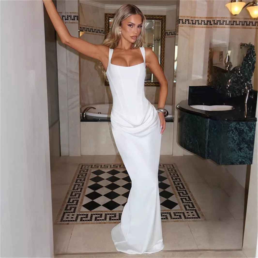 Solid Boned Corset Mermaid Dress Women Square Neck Wide Strap Draped Slim Fit Bodycon Women Elegant Maxi Dress 260701
Solid Boned Corset Mermaid Dress Women Square Neck Wide Strap Draped Slim Fit Bodycon Women Elegant Maxi Dress 260701