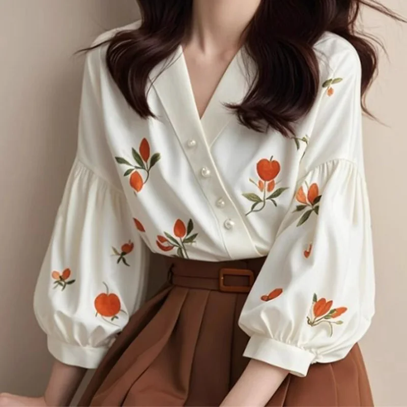 Femme Spring Summer Korean Fashion Printing Solid Color V-neck Women Shirts Office Lady Trend Temperament Long Sleeve Cardigan
Femme Spring Summer Korean Fashion Printing Solid Color V-neck Women Shirts Office Lady Trend Temperament Long Sleeve Cardigan