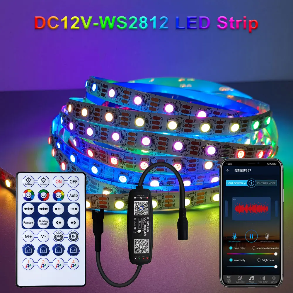 DC12V WS2812B Individually Addressable SMD RGB Led Strip Light Bluetooth Music Controller 3Pin 10MM PCB 30/60 Pixels/M IP30
DC12V WS2812B Individually Addressable SMD RGB Led Strip Light Bluetooth Music Controller 3Pin 10MM PCB 30/60 Pixels/M IP30