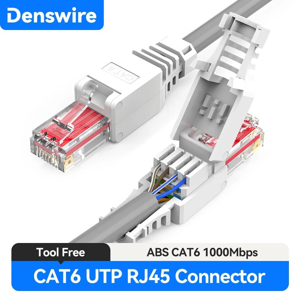 Denswire Tool-Free RJ45 Connectors | UTP Cat5e Cat6 Cat7 Ethernet Plugs for Solid & Stranded Cable
Denswire Tool-Free RJ45 Connectors | UTP Cat5e Cat6 Cat7 Ethernet Plugs for Solid & Stranded Cable