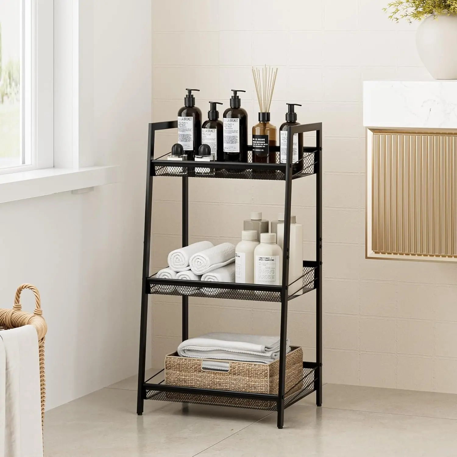 3 Tier Bathroom Shelf, Bathroom Organizer and Storage for Small Space, Free-Standing Metal Rack
3 Tier Bathroom Shelf, Bathroom Organizer and Storage for Small Space, Free-Standing Metal Rack