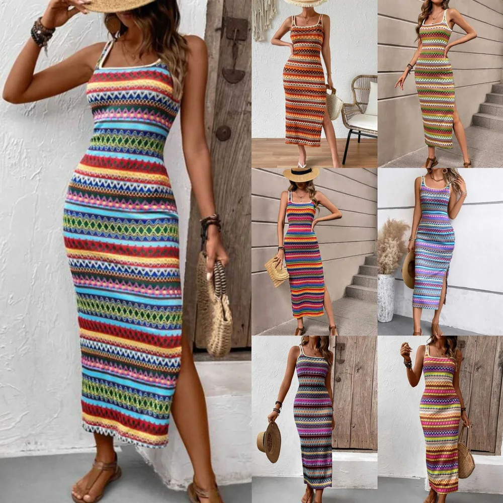 Trendy 2025 Summer New Womens Casual Striped Sleeveless Dress Vacation Beach Boho Vacation Dress Fashion Slim Fit
Trendy 2025 Summer New Womens Casual Striped Sleeveless Dress Vacation Beach Boho Vacation Dress Fashion Slim Fit