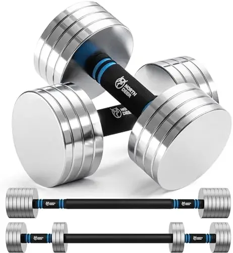 Upgraded Adjustable Steel Dumbbells 40LB / 60LB - 2 in 1 Dumbbell Barbell Set for Home Gym Workout - Compatible with V1.0 Dumbbe
Upgraded Adjustable Steel Dumbbells 40LB / 60LB - 2 in 1 Dumbbell Barbell Set for Home Gym Workout - Compatible with V1.0 Dumbbe