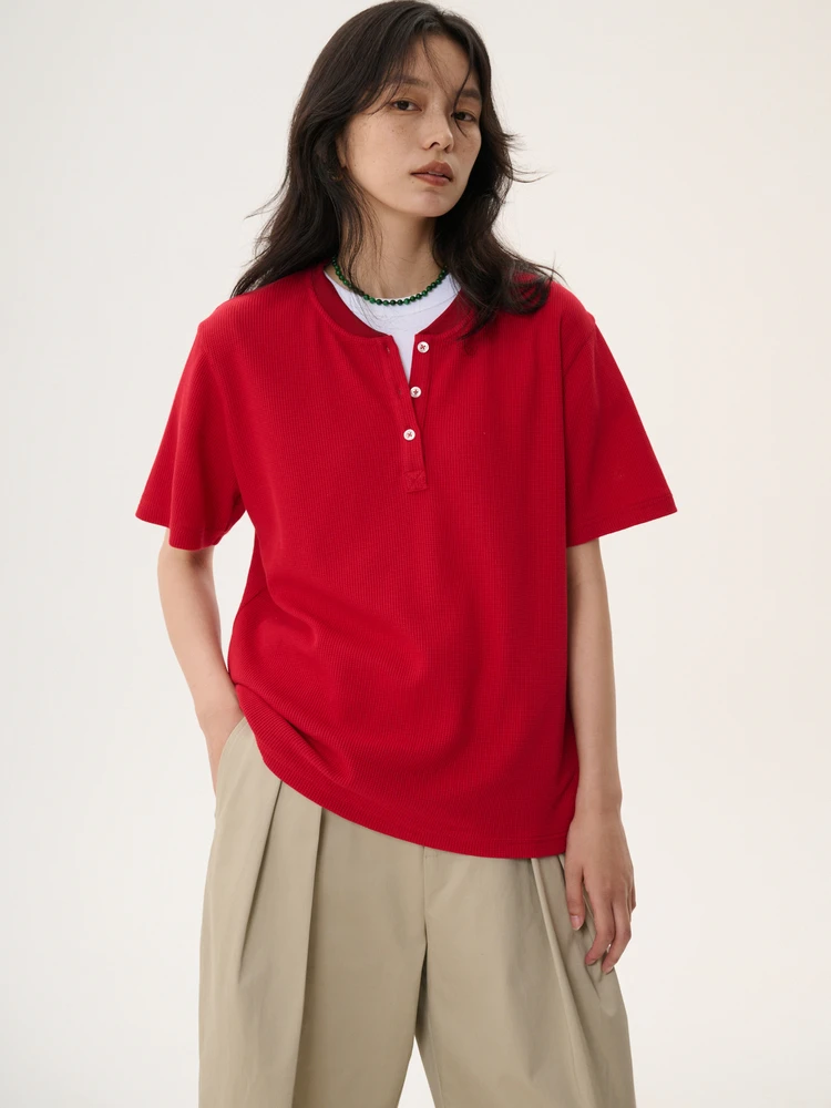 BPLUS25 Organic Cotton American Sle Retro id Henry Collar irt ort Sve T-irt Loose Fit Casual Daily Wear
BPLUS25 Organic Cotton American Sle Retro id Henry Collar irt ort Sve T-irt Loose Fit Casual Daily Wear