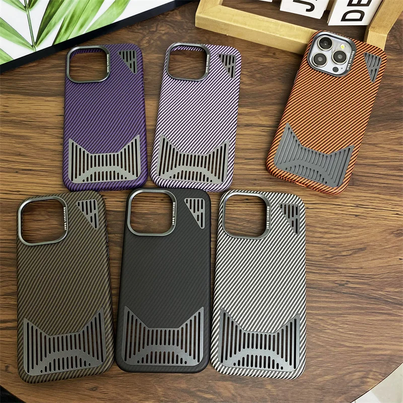 Aluminum Alloy Magnetic Heat Dissipation phone Case For iPhone 15 14 12 13 Pro Max Carbon Fiber Leather Hollow Phone Case
Aluminum Alloy Magnetic Heat Dissipation phone Case For iPhone 15 14 12 13 Pro Max Carbon Fiber Leather Hollow Phone Case